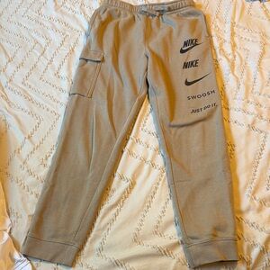 Nike Kids Beige Joggers with Logo